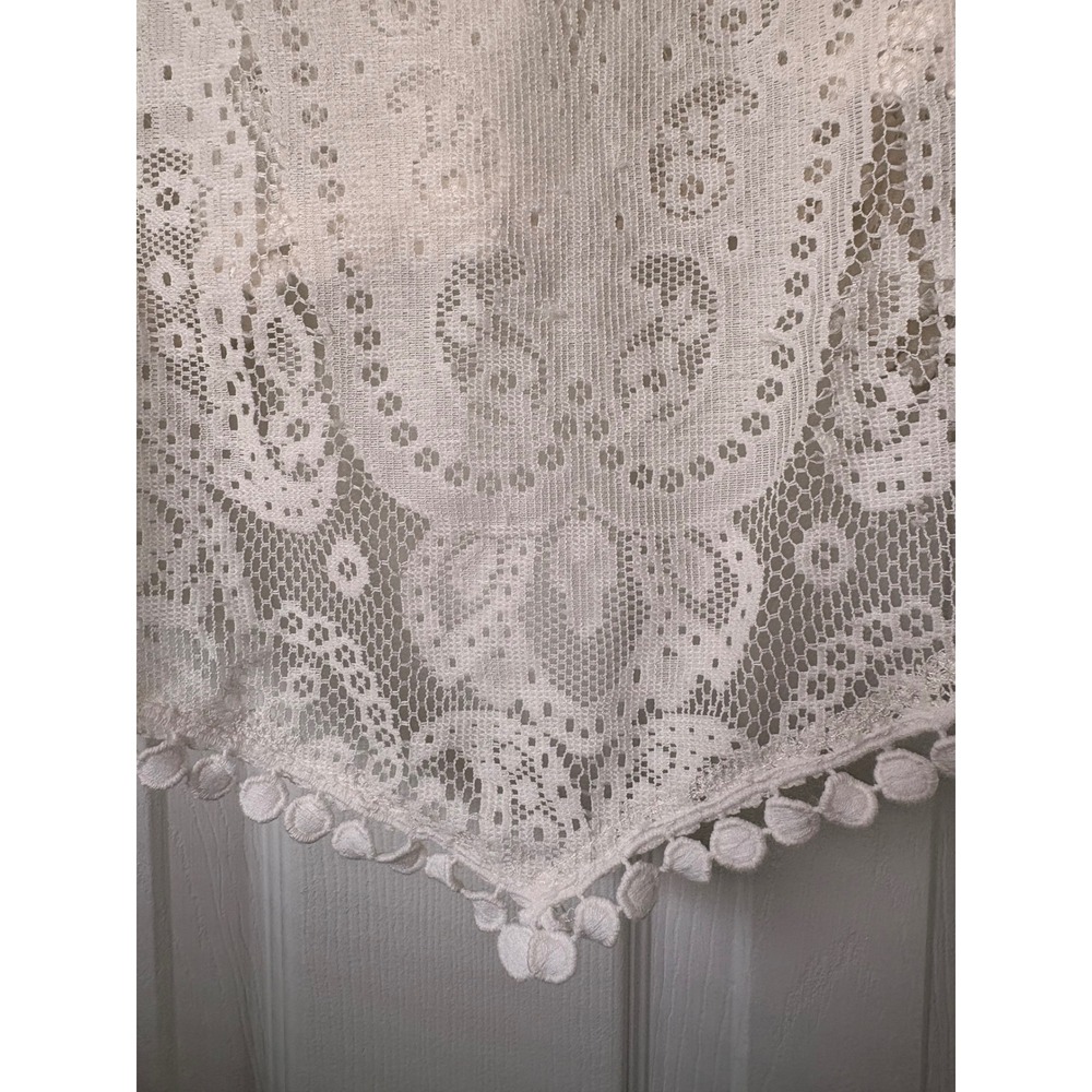 Atmosphere White Paisley Lace Camisole Pom Pom Trim Boho Chic Tank Top Size 12 - Picture 5 of 6